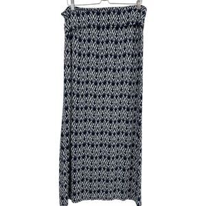 Maxi Skirt XL womens geometric navy stretchy fold over waist Max Studio